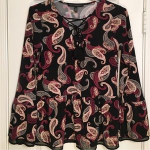 WHITE HOUSE BLACK MARKET Women's Long-Sleeve Paisley Printed Blouse Size XS